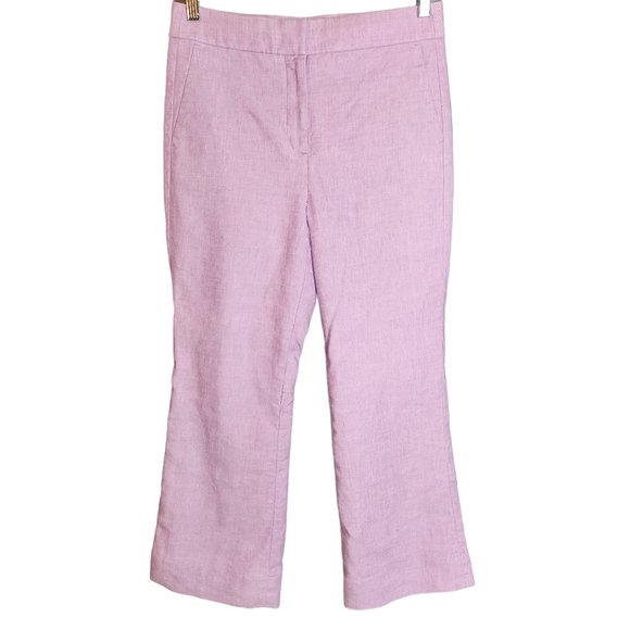 J. Crew Hayden Kickout Crop Pant Stretch Linen Lilac Size 6 - Picture 3 of 12